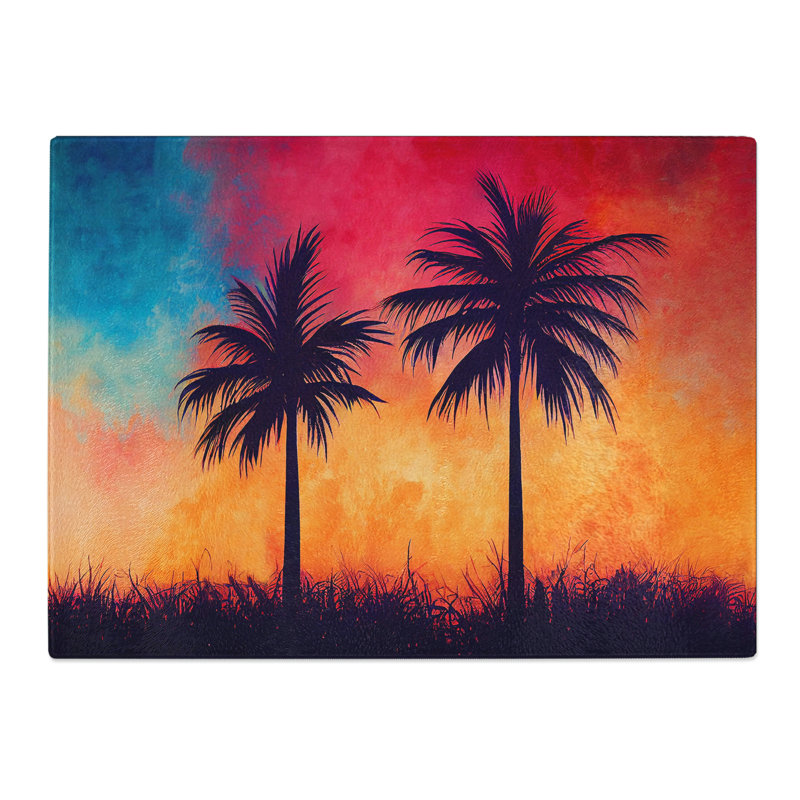 Fearless Palm Trees  Glass Chopping Board
