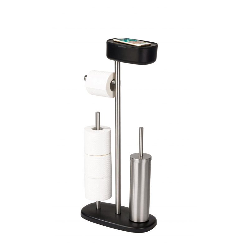 Vanwinkle Toilet Paper Holder, Silver/Black