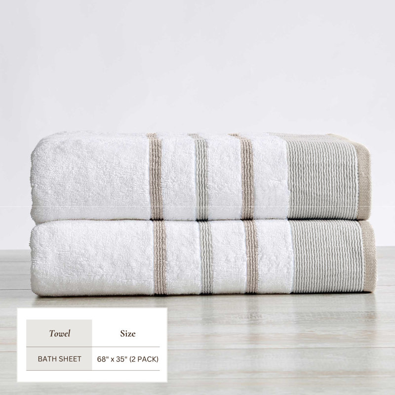 Coton décoratif de luxe Deanthony, Gris glacier / Cappuccino, Draps de bain - paquet de 2
