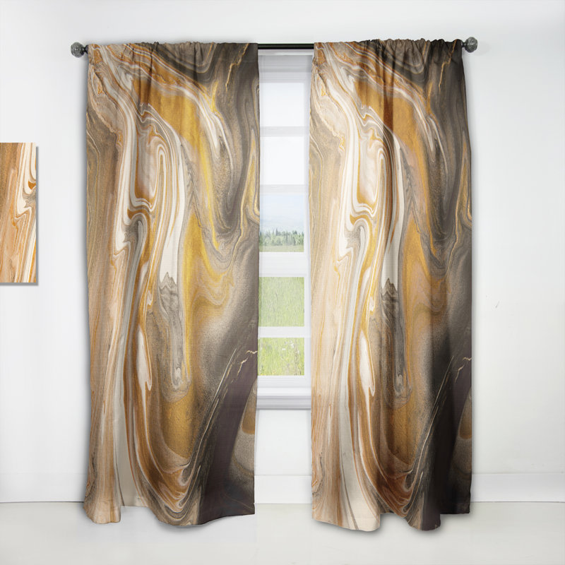 Marbre naturel sur terre teintes de couleur brune - Rideau en velours moderne - 1 panneau, L 52 po x L 90 po