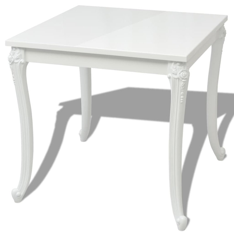 Table de salle à manger blanche brillante 31,5 "/ 45,5", 31,5 po x 31,5 po x 29,9 po