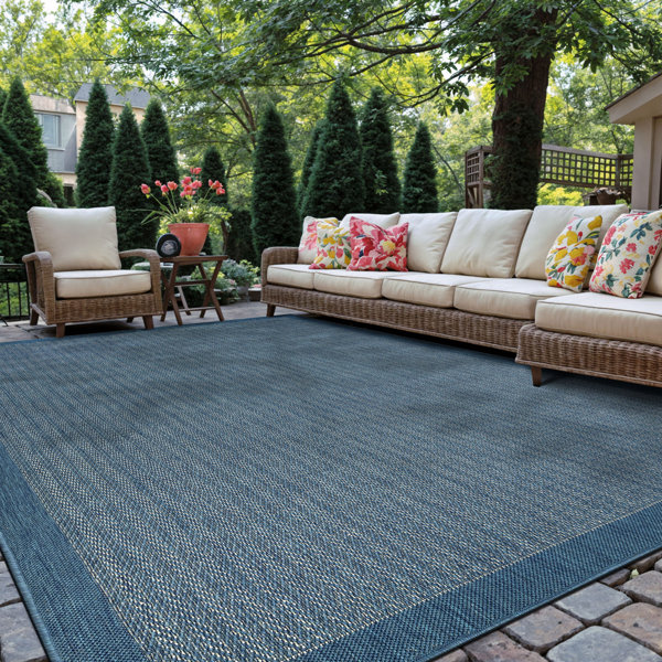 Ebern Designs Contemporary Bordered Weather Resistant Reversible Indoor ...