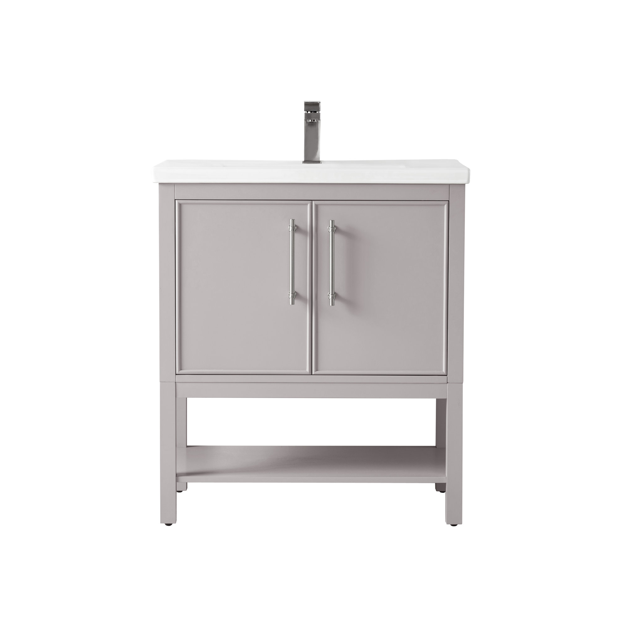Jewell 30'' Single Bathroom Vanity, Taupe/Brushed Nickel
