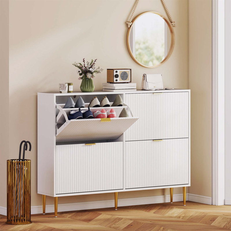 Flip Down Shoe Storage, 91cm H x 105cm W x 24cm D, White