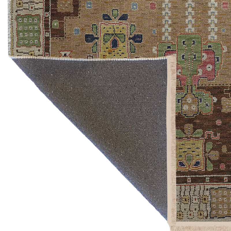 Tapis décoratif vert et beige, Rectangle 3 pi 9,81 po x 6 pi 6,74 po