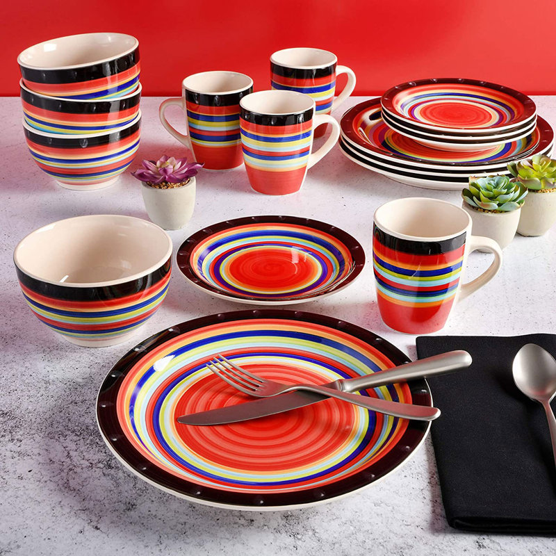 Gibson Casa Stella 16 Pc Dinnerware Plates, Bowls, & Mugs Set, Multicolor