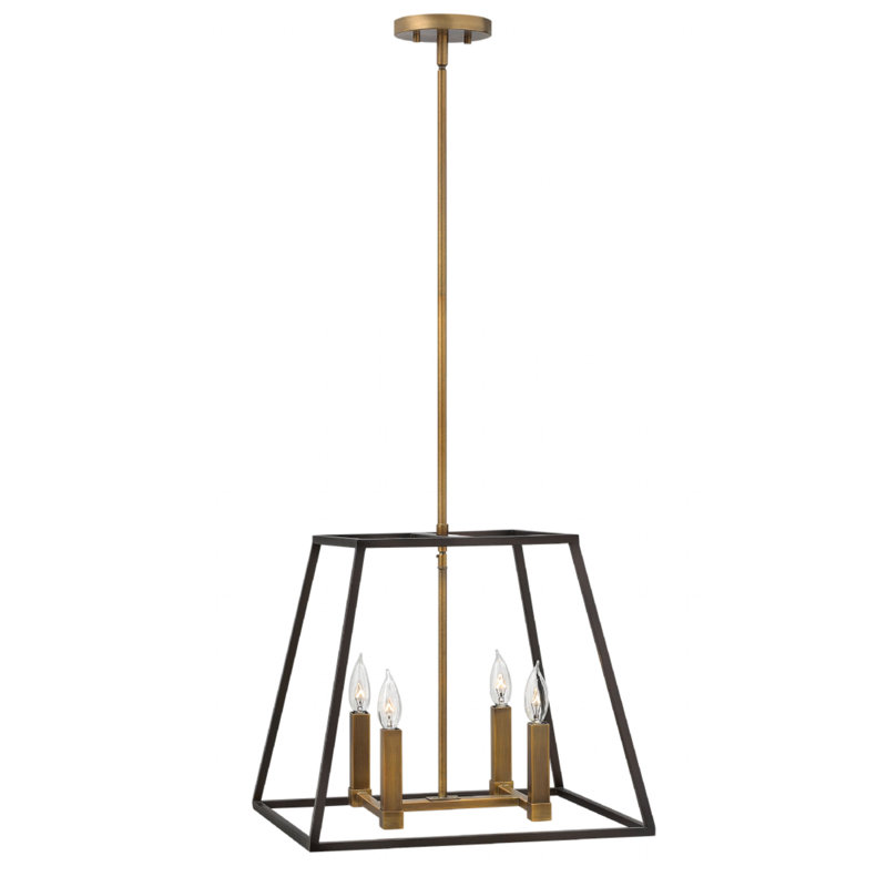 Burley Oak 4-Light Single Geometric Pendant, 16.25" H x 18" W x 18" D