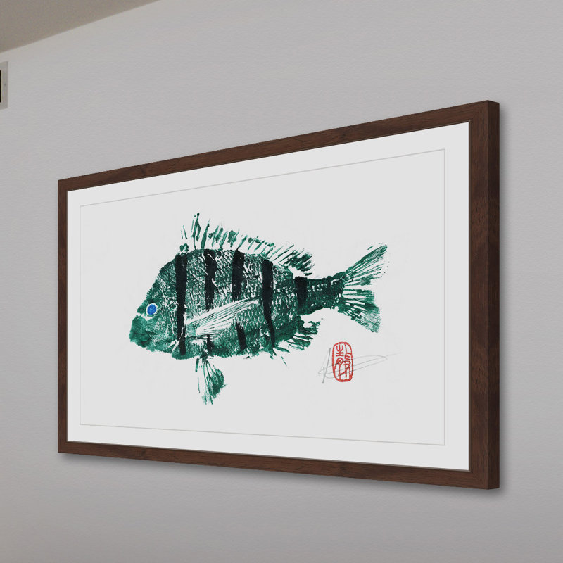 «Sheepshead in Green and Black», reproduction d'art encadrée, H 20 po x l 30 po x P 1,5 po