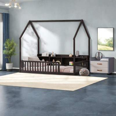 Lits simples avec rangement, lit à DEL en bois de pin pour chambre d'enfant