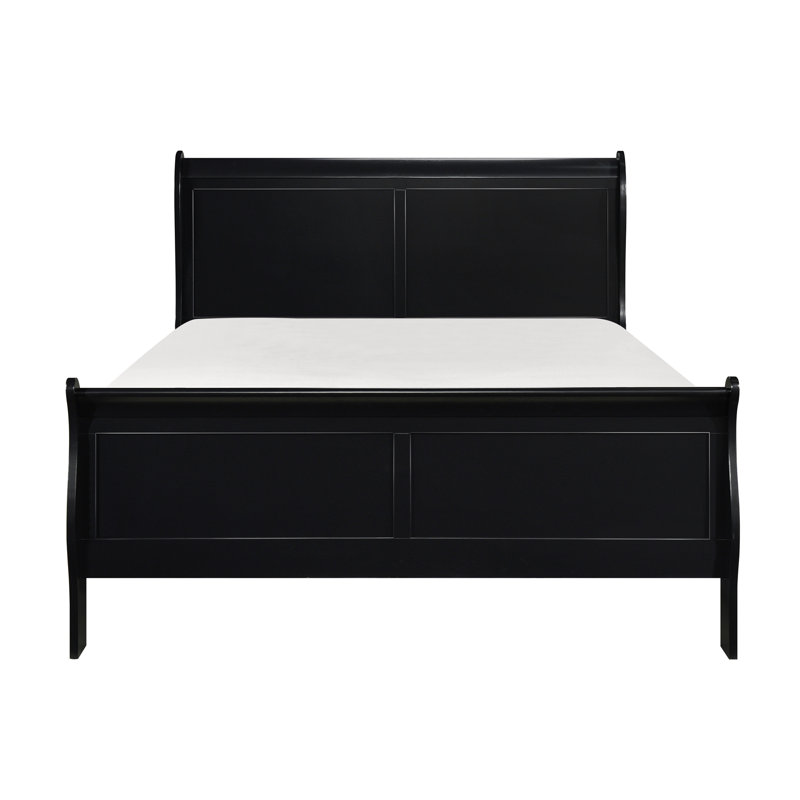 Lit en bois de style Louis Philippe, Lit double, Noir