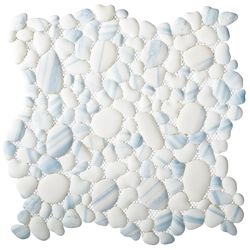 Mesa Pebble/Stone Look Glass Mosaic Wall Tile, Dew