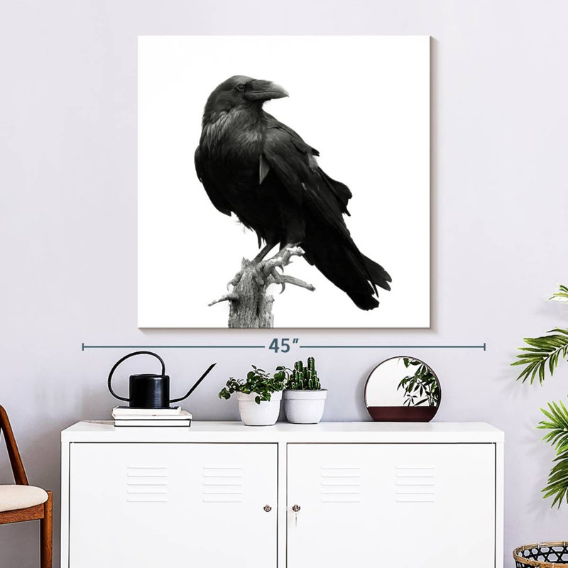Corbeau sur une souche d'arbre, H 33 po x l 33 po