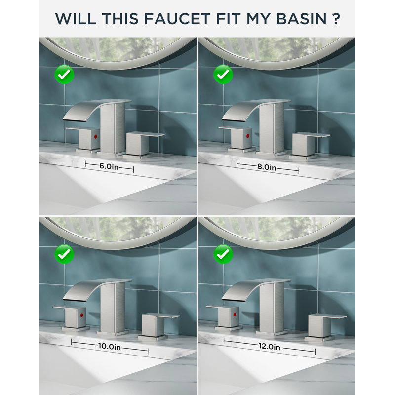 Widespread Bathroom Faucet With Drain Assembly, Stainless Steel