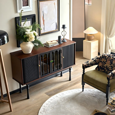 Buffet décoratif 55,12 po en bois de frêne brun et noir