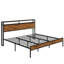 Structure de lit plateforme très grand avec tête de lit / station de charge à 2 niveaux, brun rustique-98975039-98975038