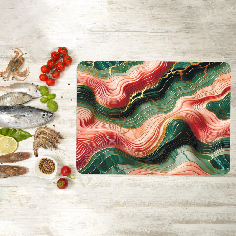 Glass Marble Patterned Serving and Cutting Board for Modern Kitchen Aesthetics and Functionality, 7.9" x 11.8"