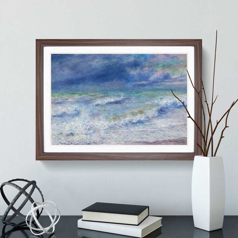Seascape by Pierre-Auguste Renoir - Picture Frame Painting, 27cm H x 36cm W x 2cm D, Walnut Framed