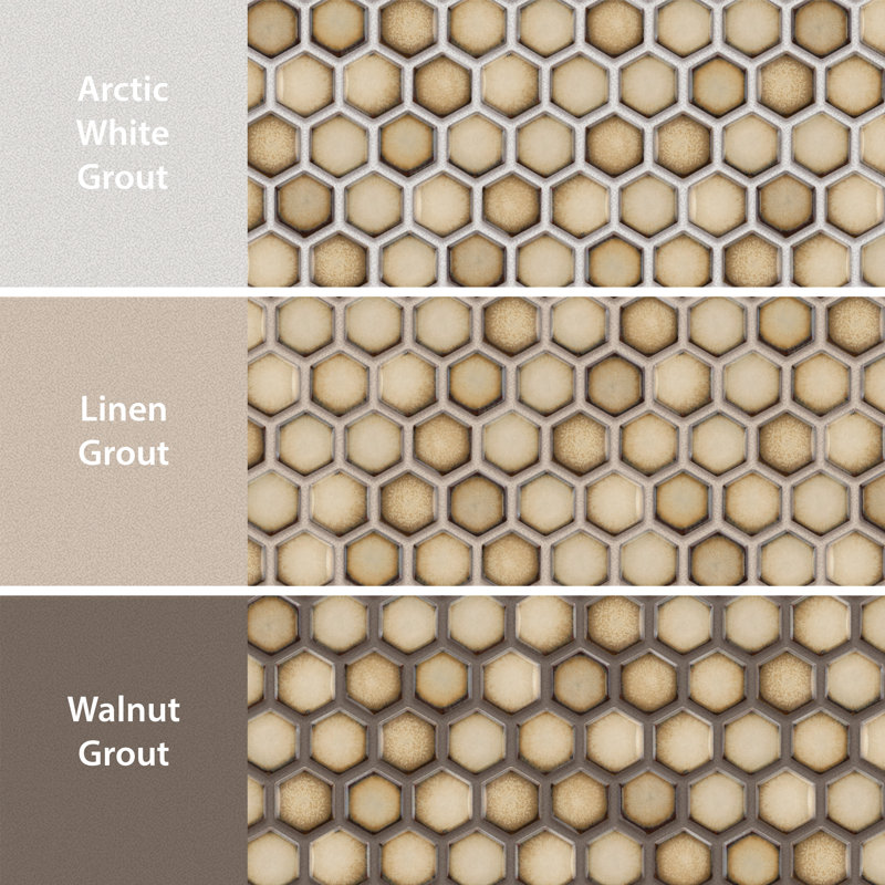 Hudson 1" Hex Atlantis 11-7/8" x 13-1/4" Porcelain Mosaic Tile, Earth