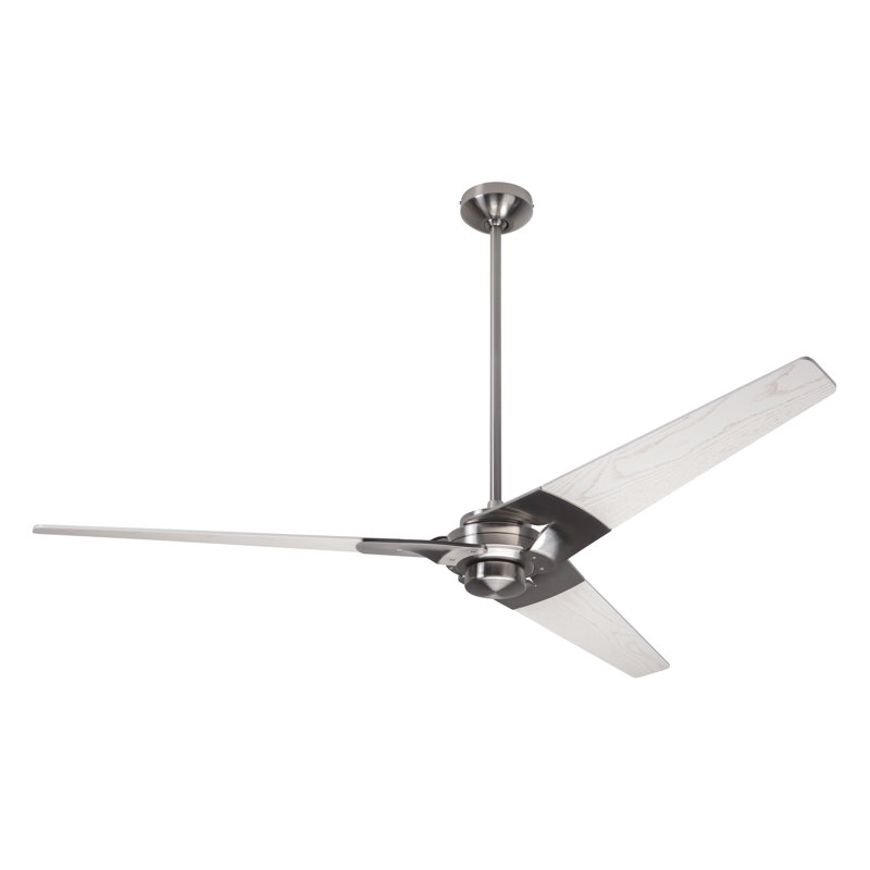 Torsion Downrod Ceiling Fan, Bright Nickel, Whitewash, Handheld Remote
