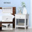 Table de bout, table d'appoint à 2 niveaux avec tiroir et tablette de rangement, table d'appoint moderne pour chambre à coucher, salon, blanc-739816938