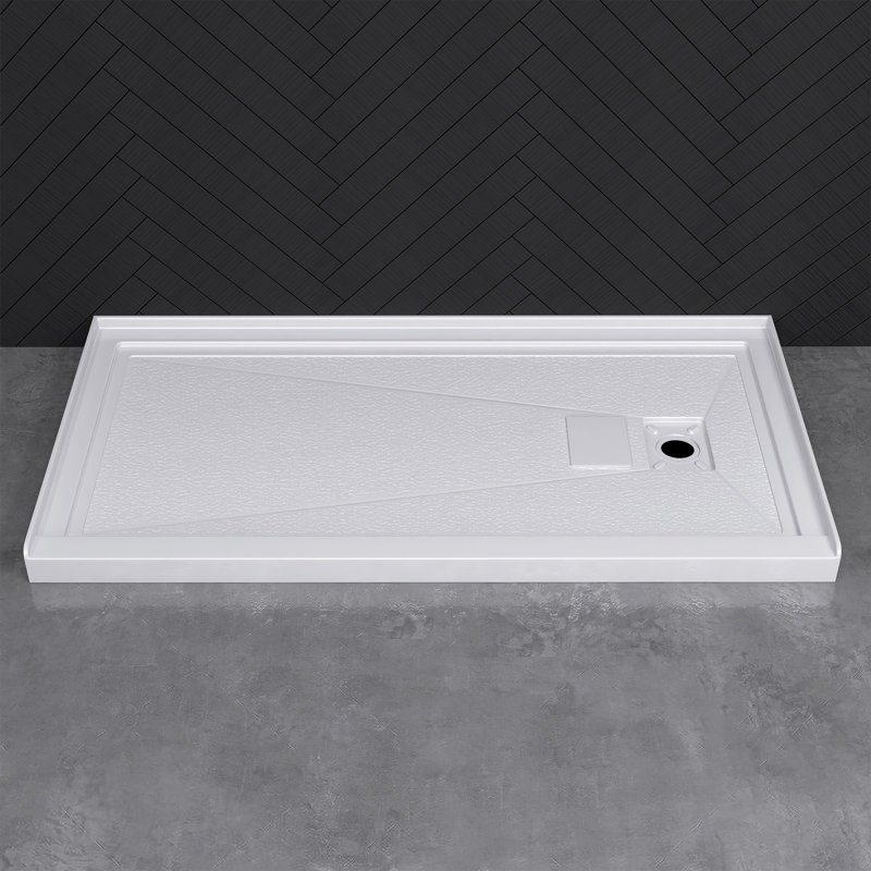 Base et bacs de douche Base de douche blanche à seuil simple l 72 po x P 36 po avec ensemble de bonde et couvercle de bonde inclus, antidérapant