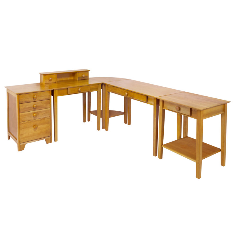 Studio Multi Storage 5-Pc Office Desk Set in Honey Finish, 28.80'' H X 41.85'' W X 19.90'' D