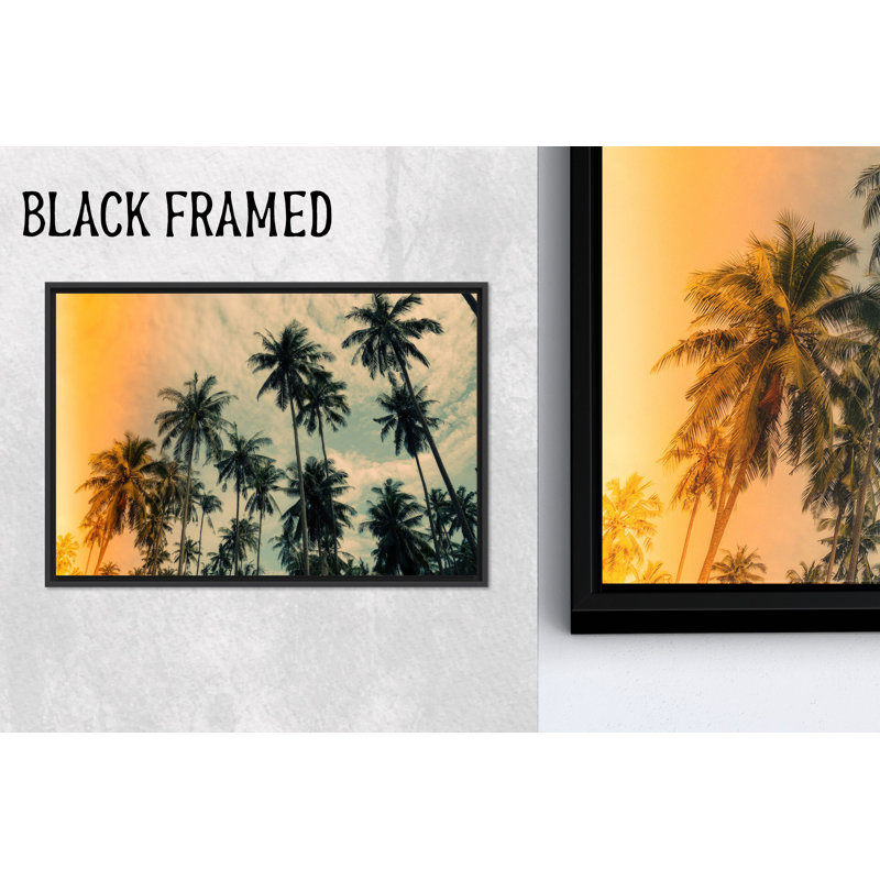 «Tropical Paradise: Palm Trees Glass», reproduction d'art sur toile, 1P, Hauteur : 39,4 pouces x Largeur : 63,1 pouces
