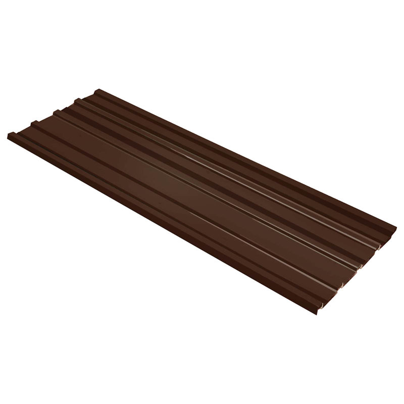 Ensemble de 12 panneaux de toiture ondulés en acier galvanisé WALPLUS de 129 x 45 cm, Brun