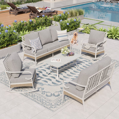 Tapasi 7-Person Outdoor Conversation Set with Loveseat & Rocking Lounge Chairs