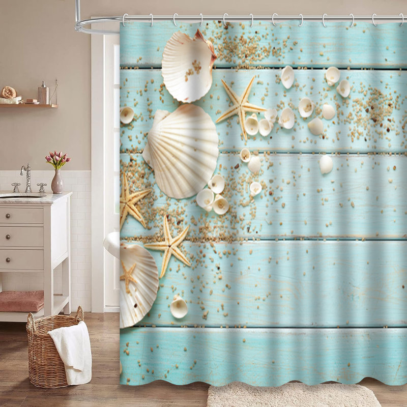 Rideau de douche Nautical Seashells, L 72 po x l 78 po,  Summer Seashells Beach