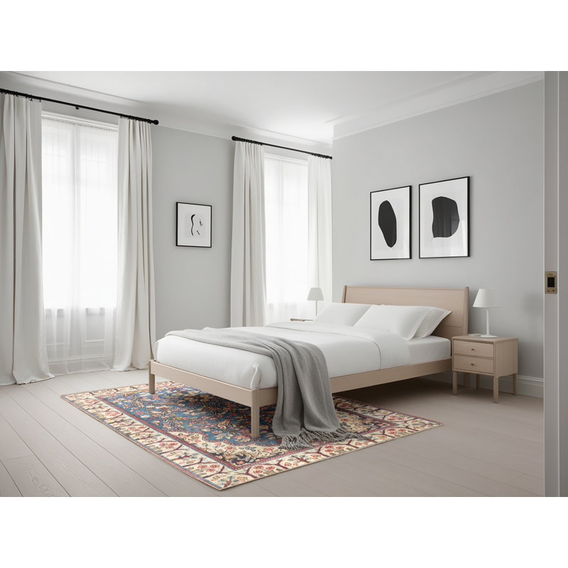 Tapis beige/bleu traditionnel, Rectangle 5 pi x 7 pi