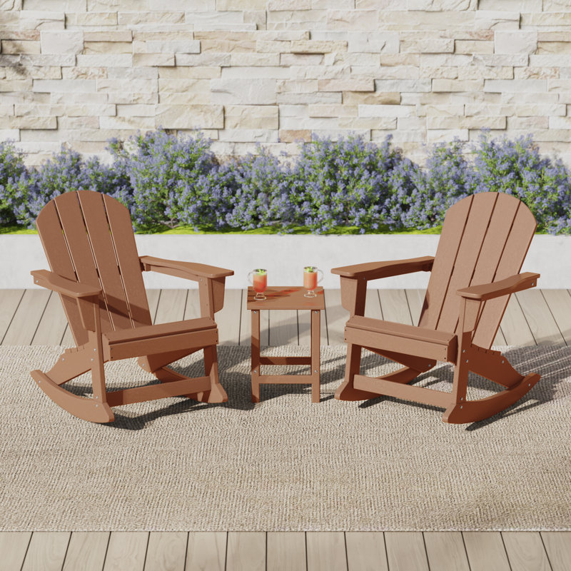 Chaise Adirondack à bascule en plastique avec table Laguna, Teck