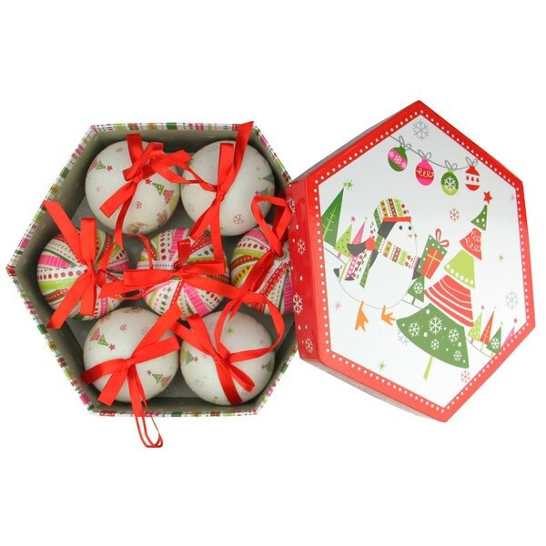 Ensemble d'ornement boule de Noël incassable blanc et rouge 7ct 2,75 "(60mm)