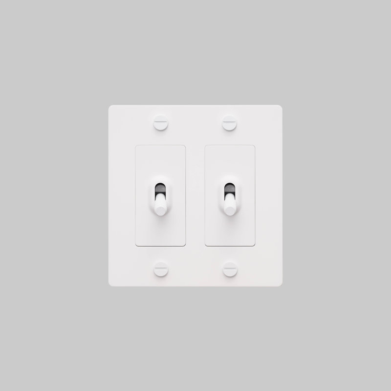 White Double Toggle Switch with Solid Metal Plate