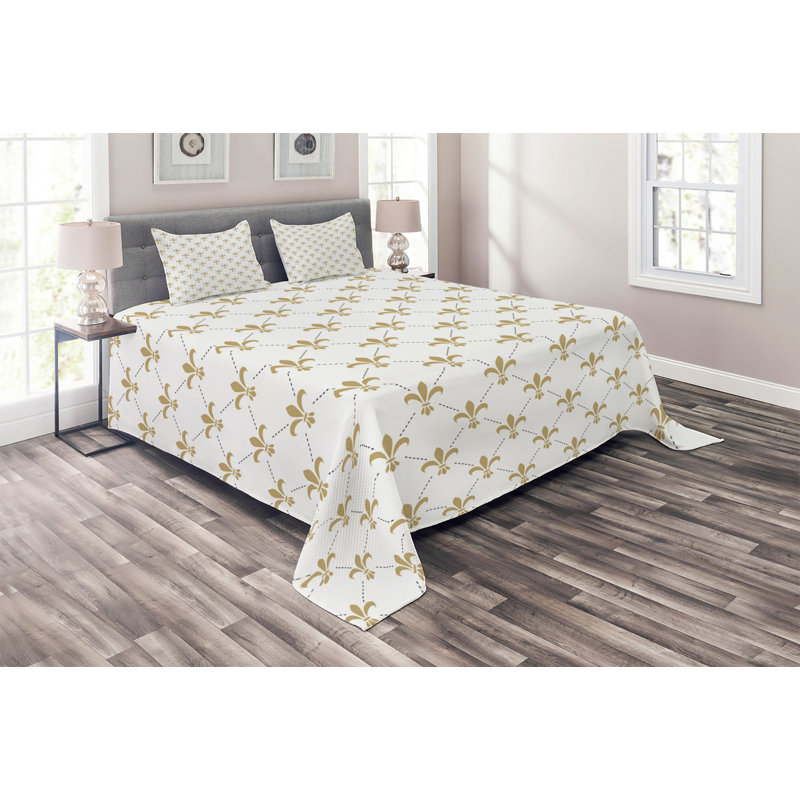 Feather Eclectic Polyester Floral Coverlet, King Bedspread + 2 Shams, Yellow Floral