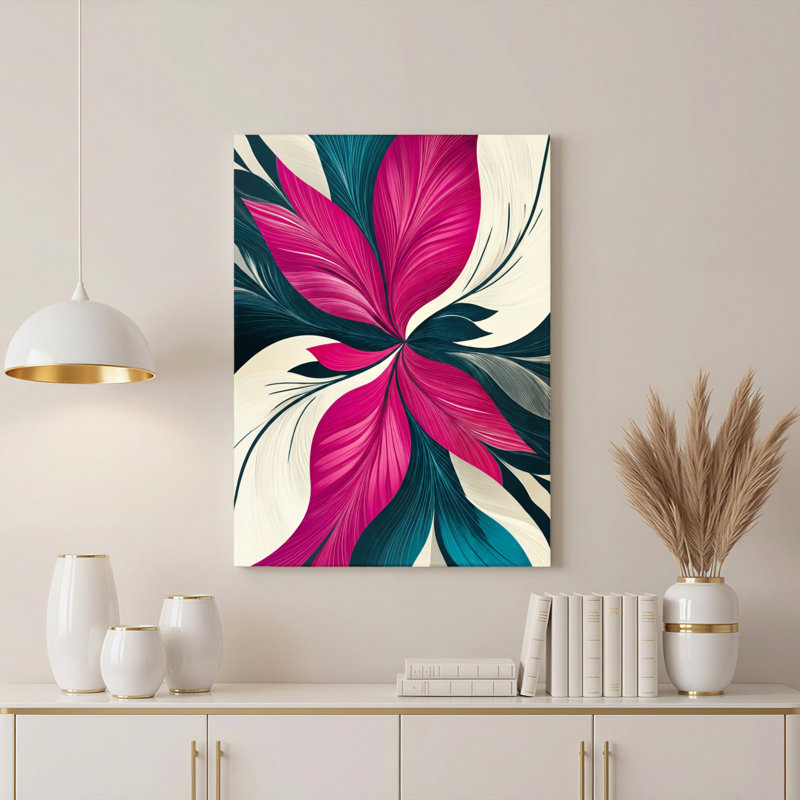 Motif floral abstrait, reproduction d'art sur toile tendue sur toile, ensemble de 1, H 24 po x l 16 po