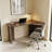 Fluida Modern Desk with Curved Design and Wood Grain Finish 47.24" W