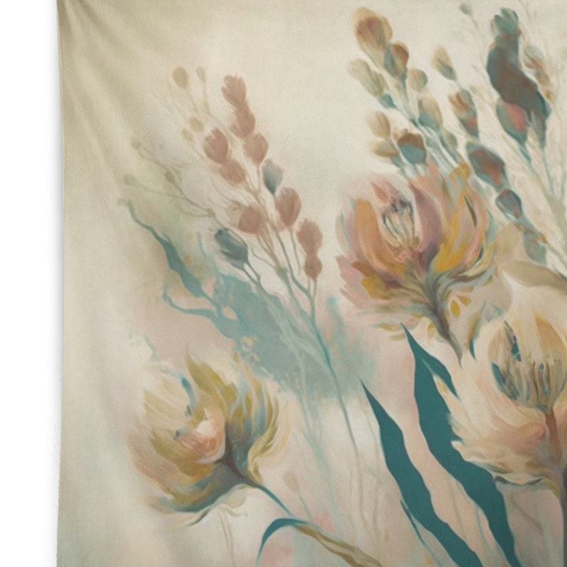 Wild Flowers In Faded Vintage Colours III Polyester Tapestry, 50" H x 60" W