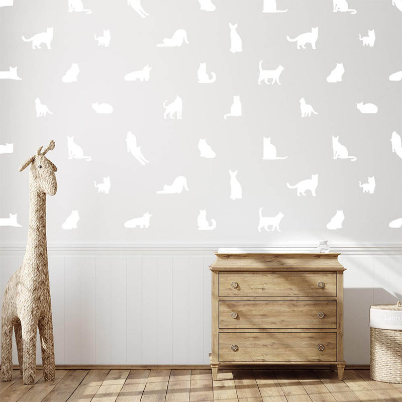 Cat Silhouette Wall Decals | White