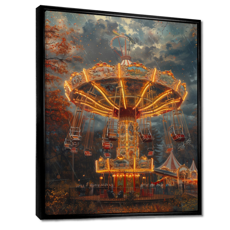 Carousel Amusement Parks Adventure II - Amusement Parks Wall Art Print, H 34 po x l 44 po, Cadre flottant noir