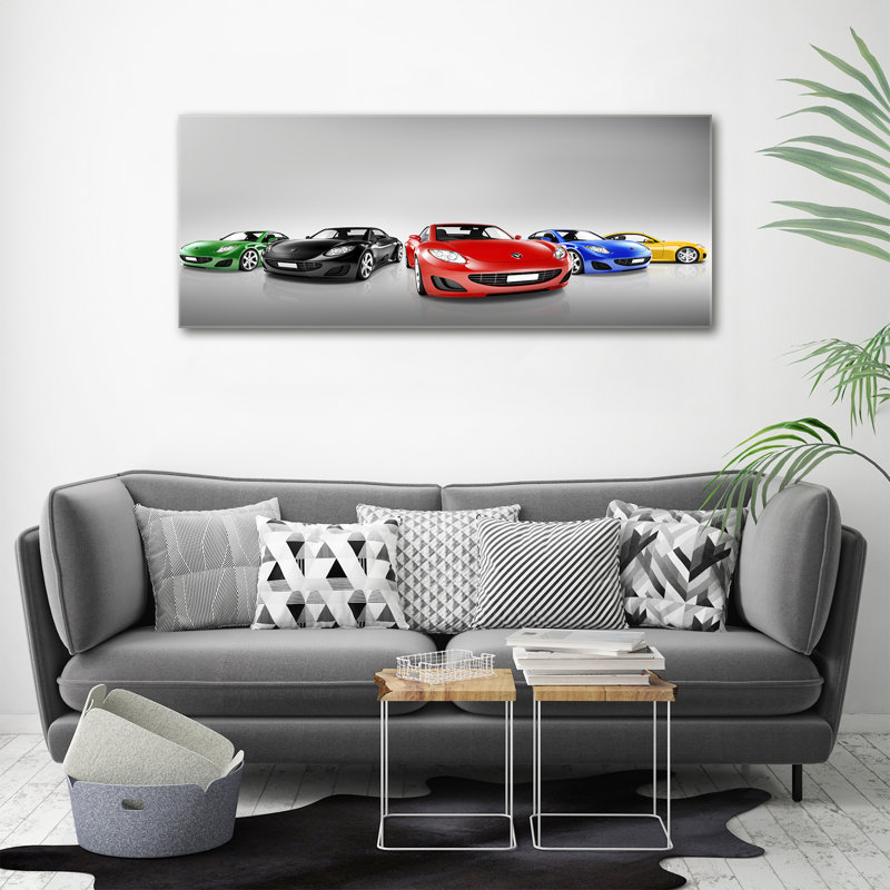 Colorful Cars - Print, 50cm H x 125cm W x 2cm D, Canvas