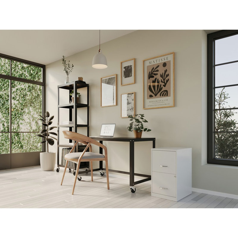 White 18" Lockable 2-Drawer Steel File Cabinet