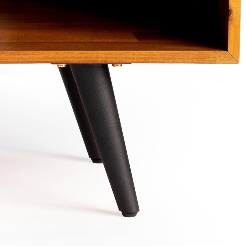 Georgina 65" Solid Wood TV Stand for Living Room & Bedroom, 6 Adjustable Shelves, Teak Brown