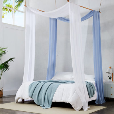 Paire de 2 rideaux à baldaquin en mousseline en 3 tailles. Rideaux à baldaquin doux pour un décor de chambre luxueux.