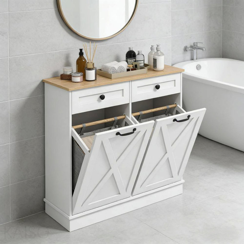Armoire de rangement pour salle de bain, armoire à linge inclinable