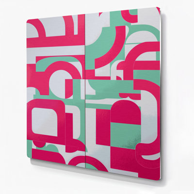 Abstract Shapes 50 Red Metal Wall Art