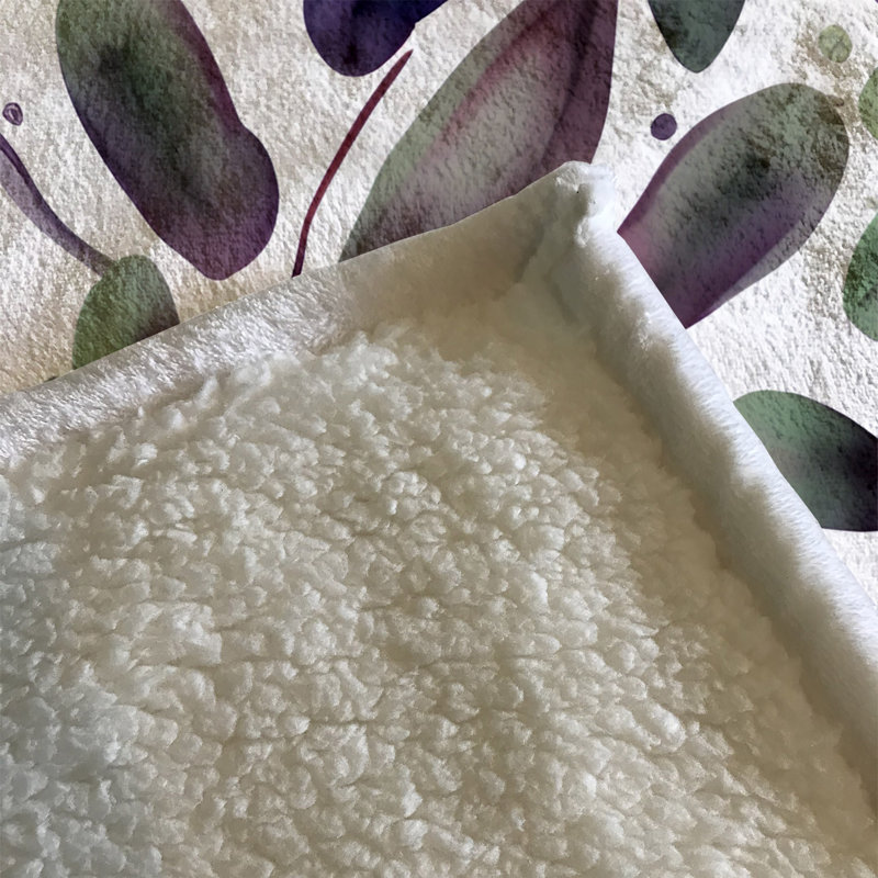 Throw Blanket, 68" W x 80" L, Floral/Abstract, Green/Purple