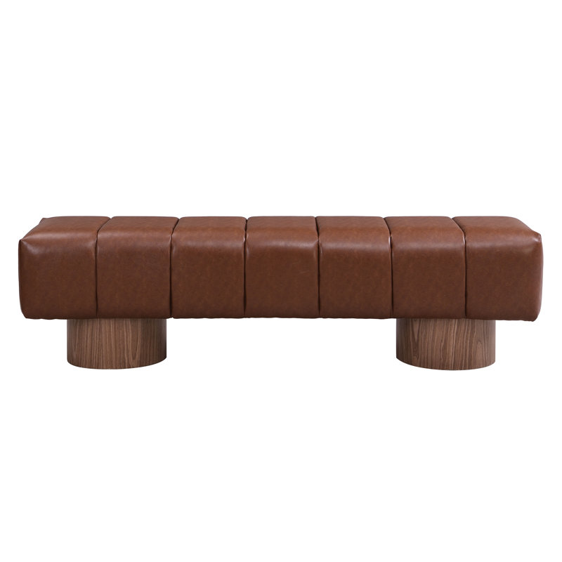 64" Brown Upholstered Dining Bench