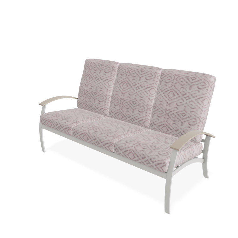 Askar 71.5'' Wide Powder Coated Aluminum Patio Sofa with Cushions, Serene Ash, Textured Snow
