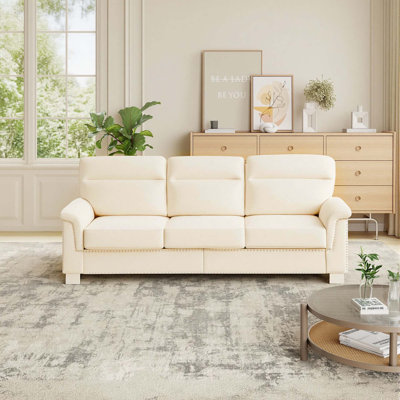 Modern Upholstered Living Room Sofa – Pillow-Free Contemporary Seating For Cozy Spaces